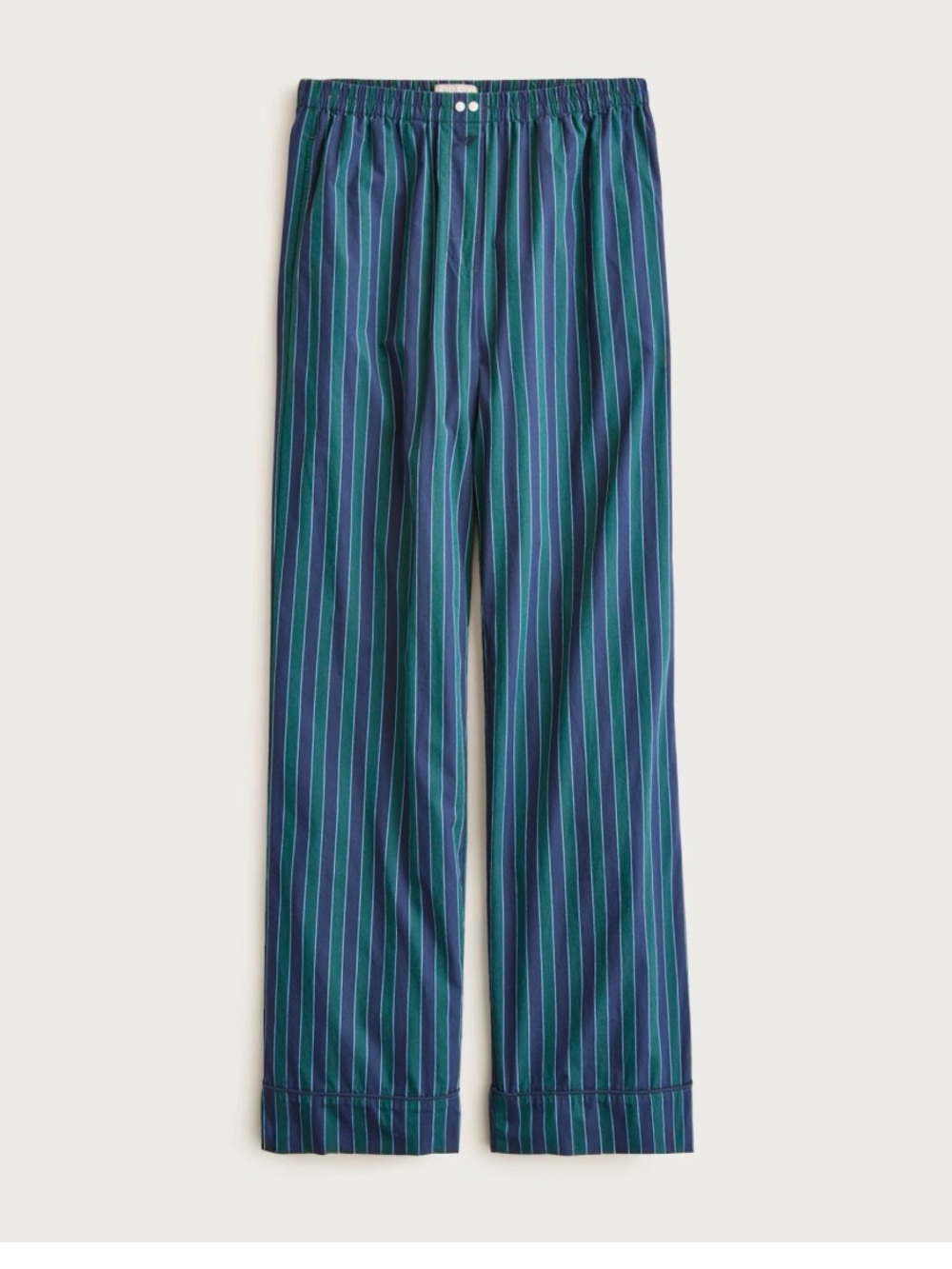J. Crew Wm’s Teal and Navy Striped  poplin pajama Pantt Sz L $69